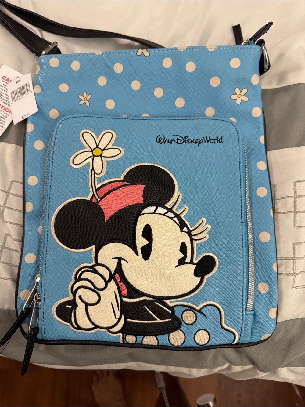 Disney Minnie Mouse Light Blue Polka Dot Crossbody Bag